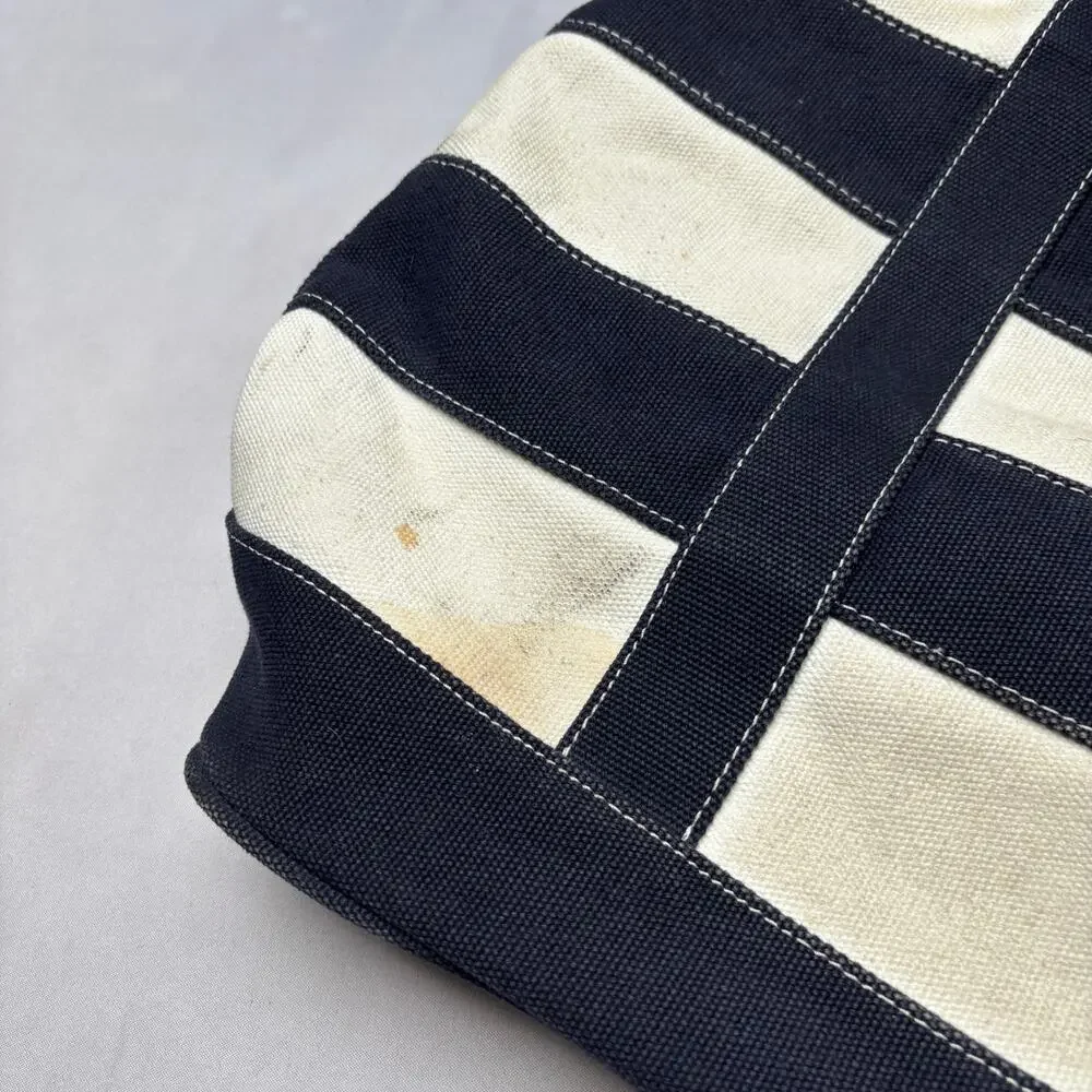 J Crew Striped Zip Canvas Boat & Tote Grocery bag 17x21